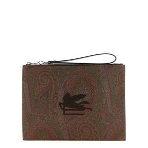Etro Brown Cotton Clutch Men's Bag